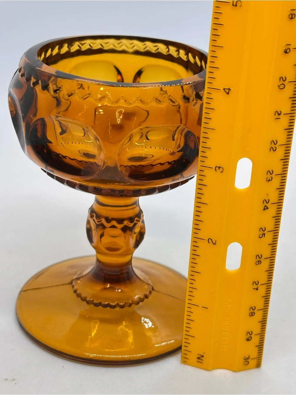 Indiana Glass Amber Kings Crown Thumbprint 4.25